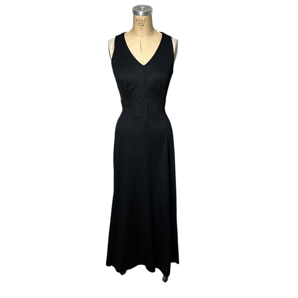 1960s 70s mod maxi dress with geo panel waist Size S/M